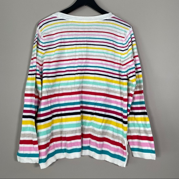TALBOTS Petite V-Neck long sleeves Candy Stripes Sweater in size XL - Picture 4 of 6